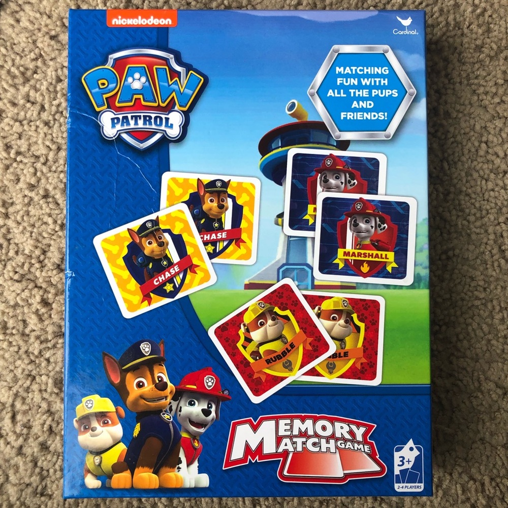 Paw patrol memory match game. 70 cards